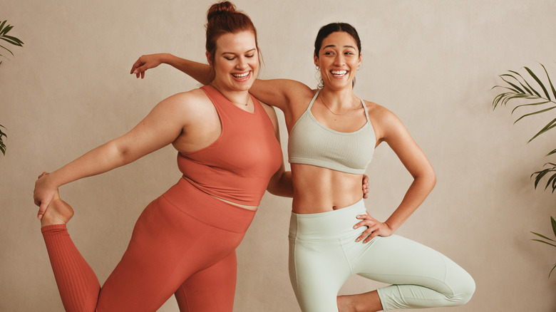 two girls in workout gear