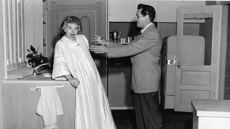 Lucille Ball and Desi Arnaz on I Love Lucy.