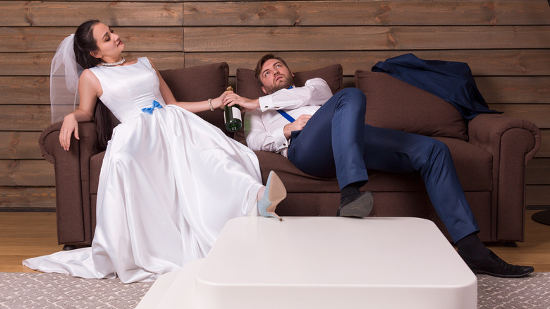 drunk bride and groom