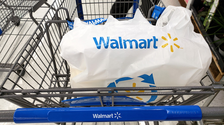 walmart cart and shopping bag