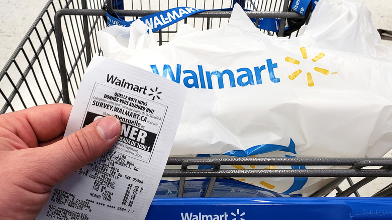 Walmart shopping cart and reciept