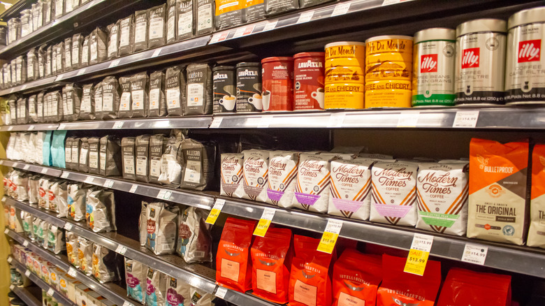 Shelves of coffee