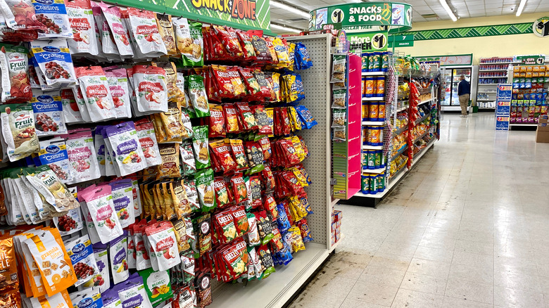 snack aisle at dollar store