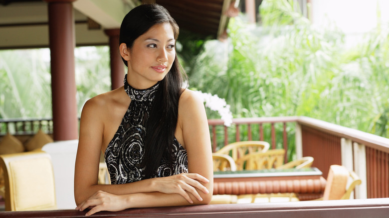 woman wearing halter top