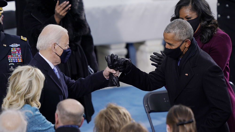 Barack Obama and Joe Biden inaugural fist bump 