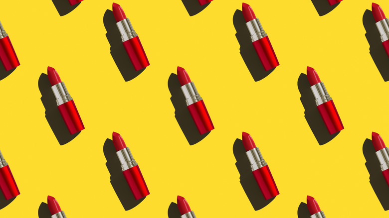 Lipstick on a bright yellow background