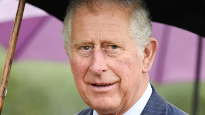 Prince Charles under umbrella