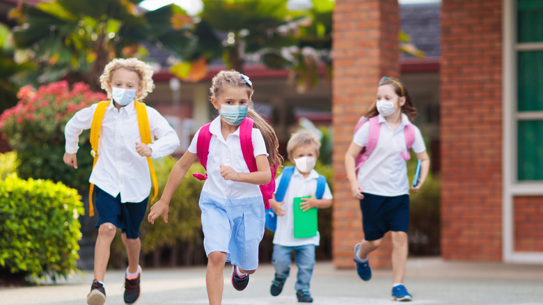 School children in masks