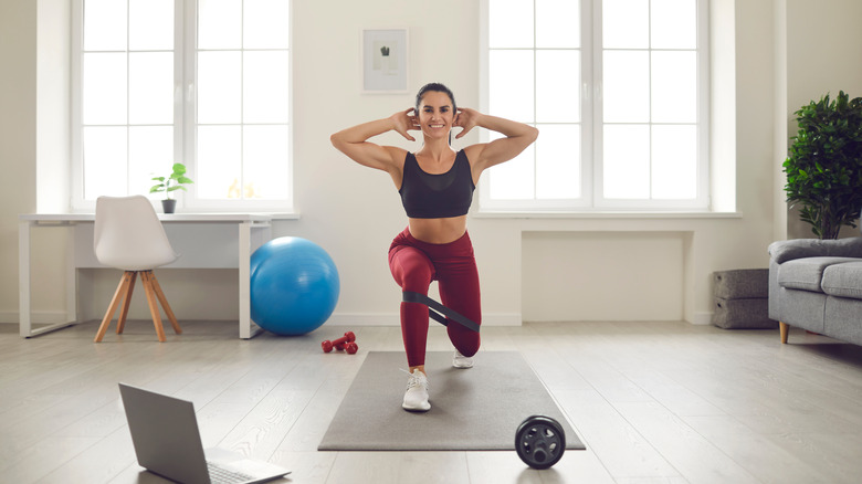 Woman doing a workout at home