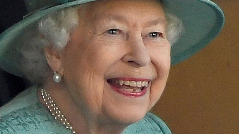 Queen Elizabeth blue hat Trooping the Colour