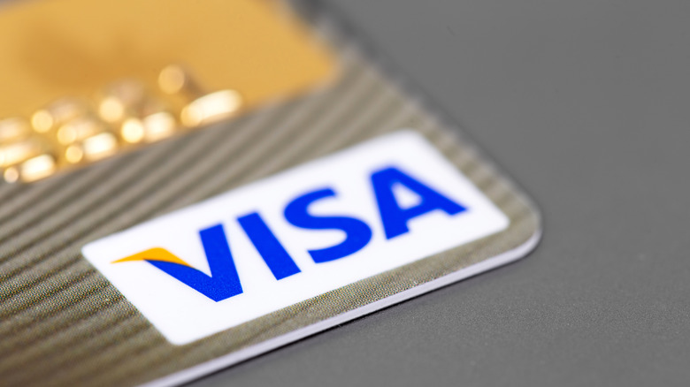 Visa logo on card close-up 