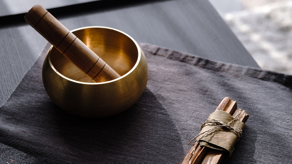 Meditation bowl on a table