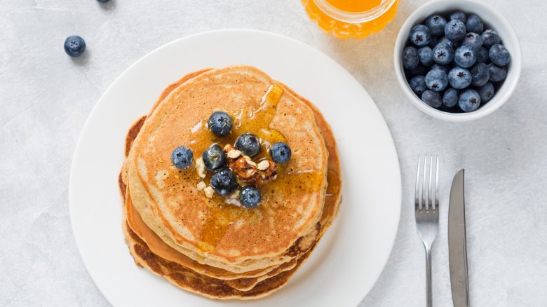 pancakes topped with blueberries