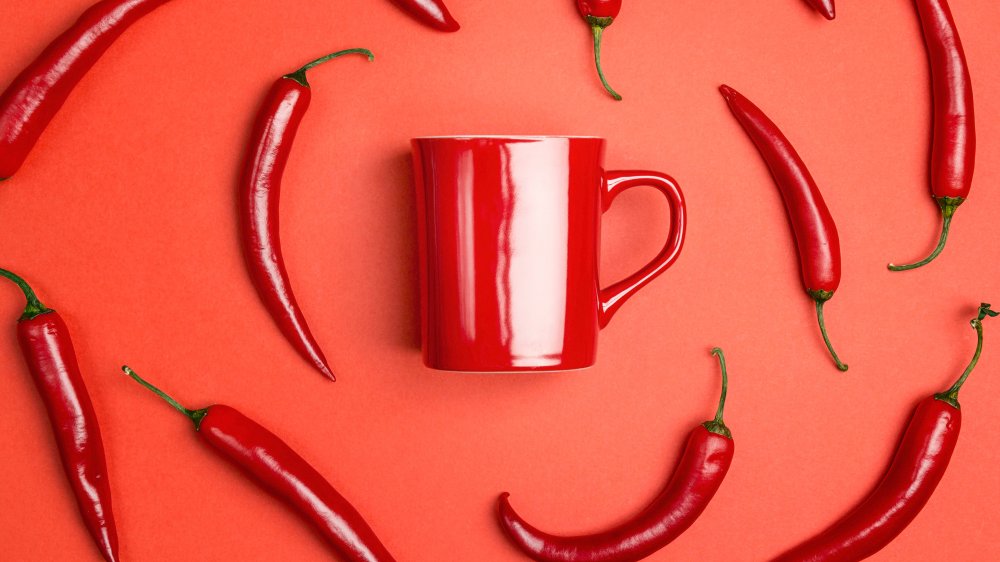 Mug with cayenne peppers