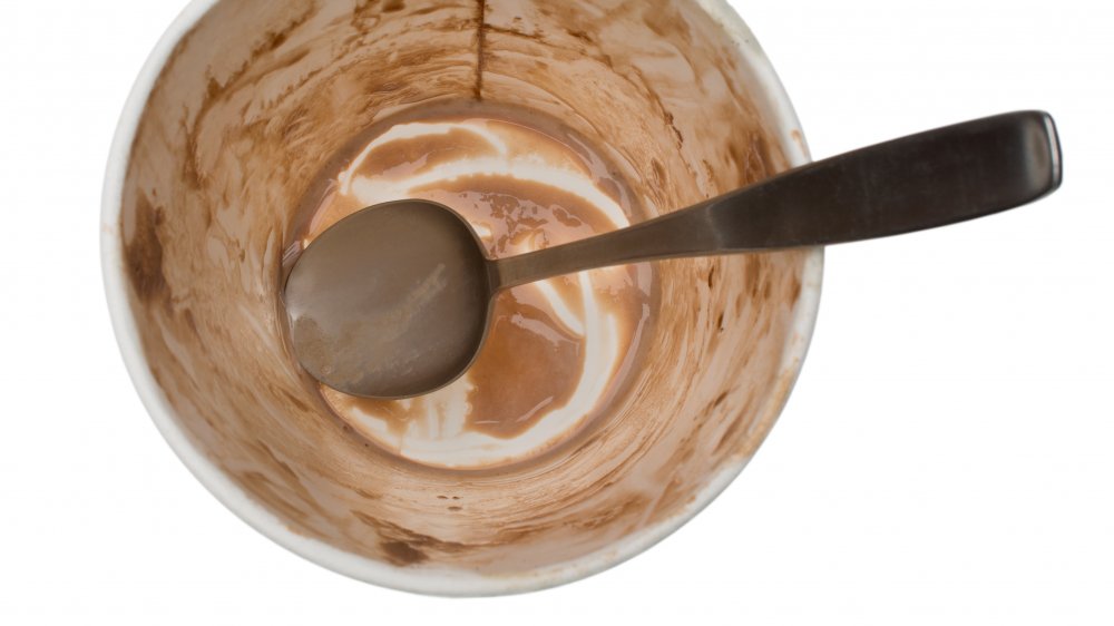 Empty pint of chocolate ice cream