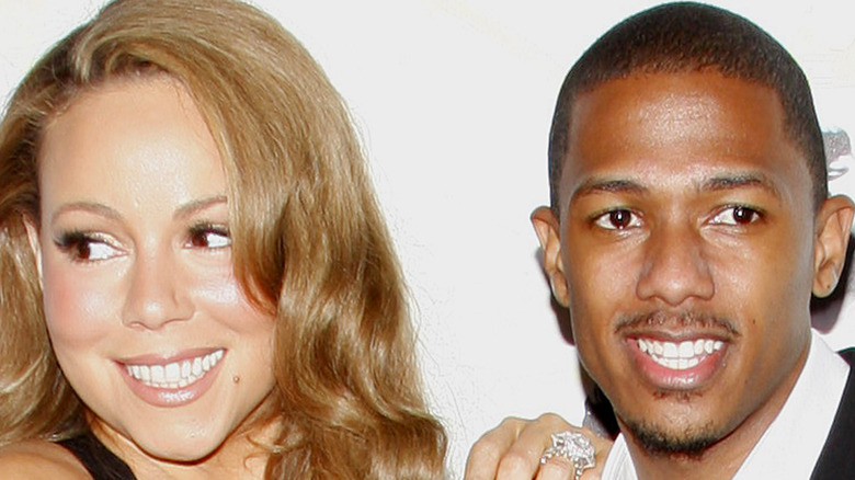 Mariah Carey and Nick Cannon pose on the red carpet together