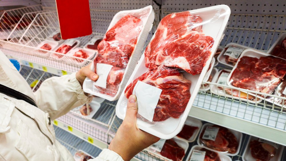 Customer buying meat