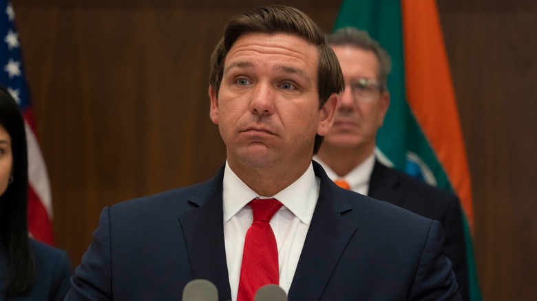 Florida Governor Ron DeSantis, question mark face