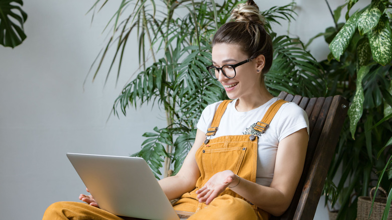 Woman working at laptop