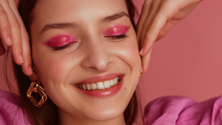 Woman wearing bold eyeshadow