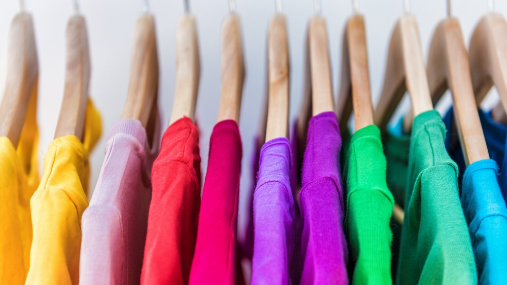 Clothes hanging on rack