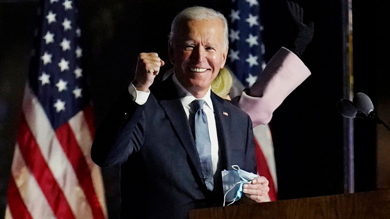 U.S. President Joe Biden cheering