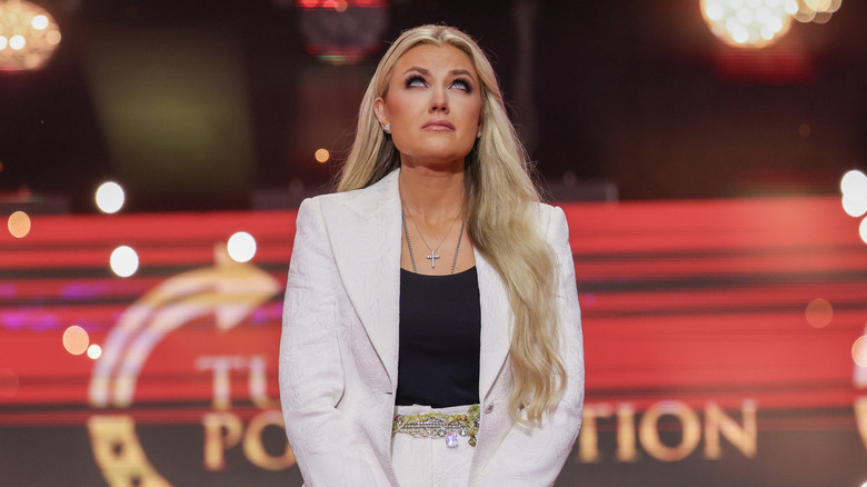 Erika Kirk wearing a white suit