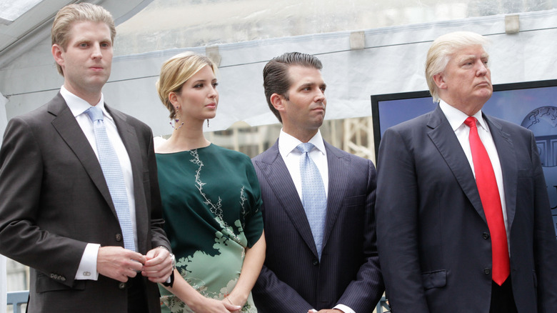 Donald Trump attends a hotel project announcement with his children Eric Trump, Ivanka Trump, and Donald Trump Jr., in Vancouver, B.C., on June 19, 2013 (2013)