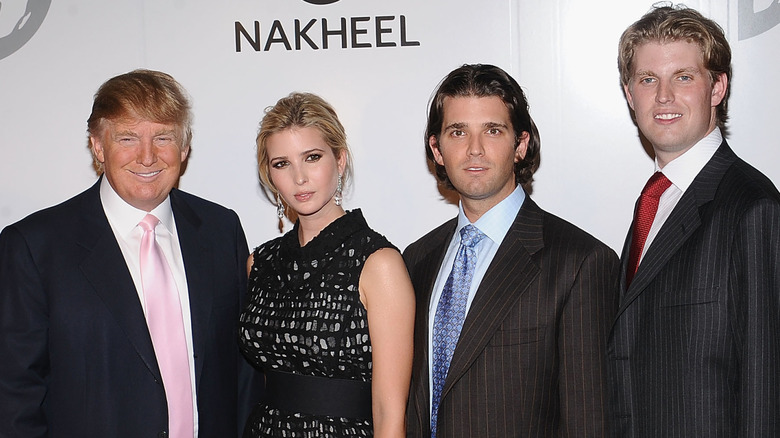Donald Trump, Ivanka Trump, Donald Trump Jr., Eric Trump and Vanessa Trump attend the Trump International Hotel and Tower Dubai launch on June 23, 2008 at The Park Avenue Plaza in New York (2008)