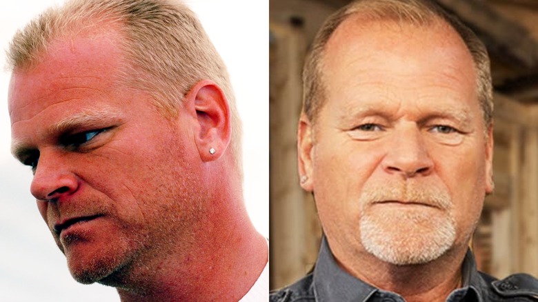 Side-by-side photos of younger and older Mike Holmes