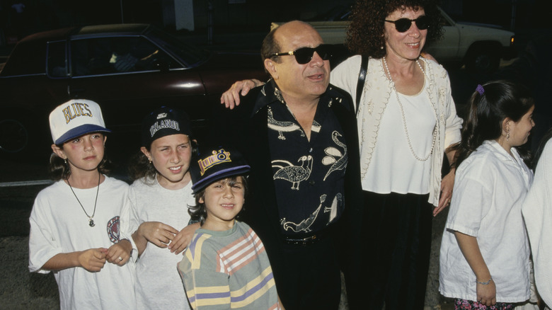 Danny DeVito, Rhea Perlman, their children, and some friends on the red carpet for "The Renaissance Man" in LA
