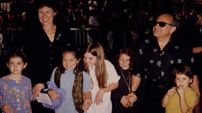 Danny DeVito and Rhea Perlman with their three children and some friends at the Batman premiere
