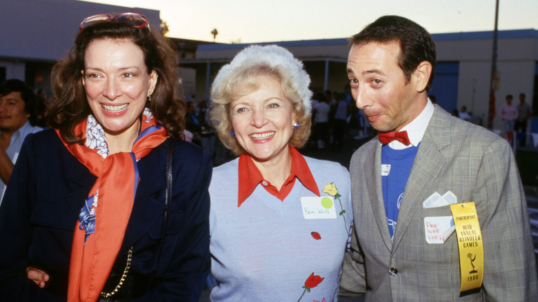 Betty White with Dixie Carter and Pee Wee Herman at the Academy of Television Arts and Sciences Benefit in December 7, 1986.