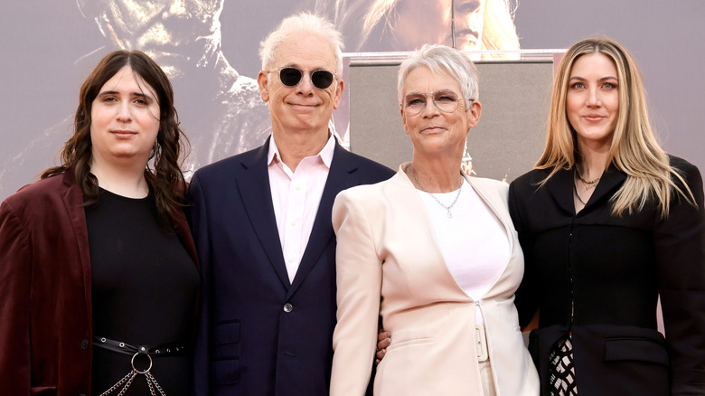Ruby Guest, Christopher Guest, Jamie Lee Curtis and Annie Guest attend the Jamie Lee Curtis Hand and Footprint In Cement Ceremony at TCL Chinese Theatre on October 12, 2022 in Hollywood, California.