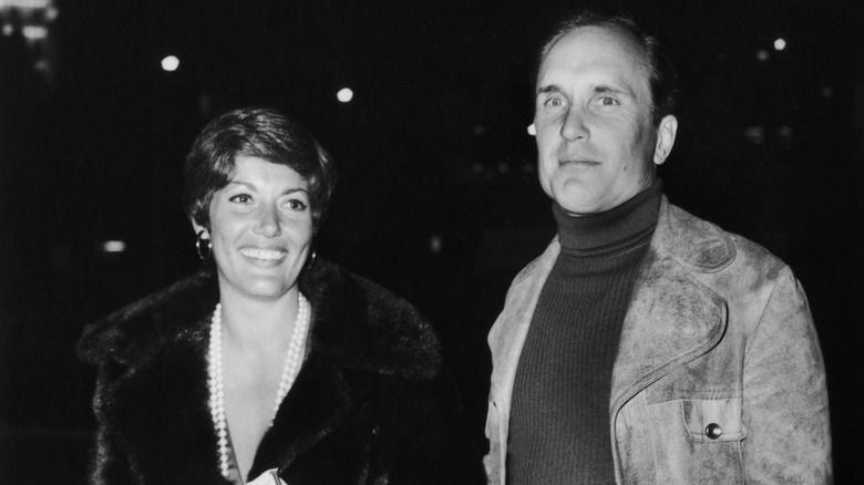 Barbara Benjamin and Robert Duvall on a Hollywood street outside a Oscars party in 1973