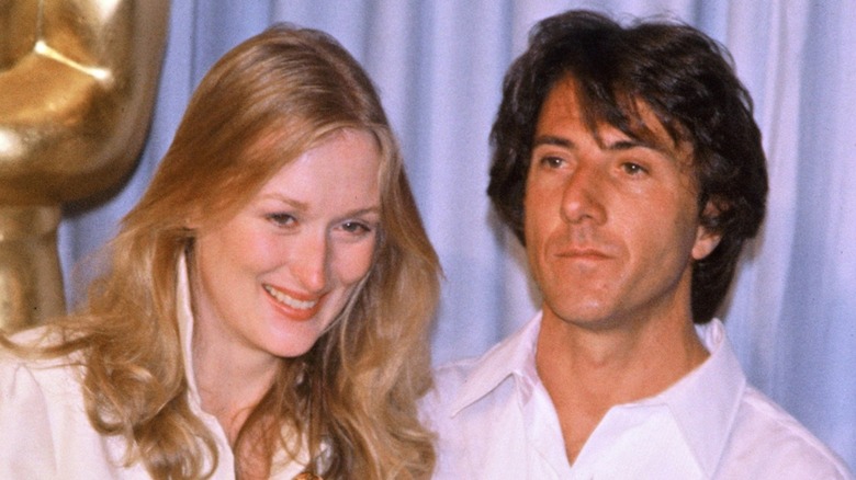 A candid Meryl Streep and Dustin Hoffman backstage at the 1979 Academy Awards