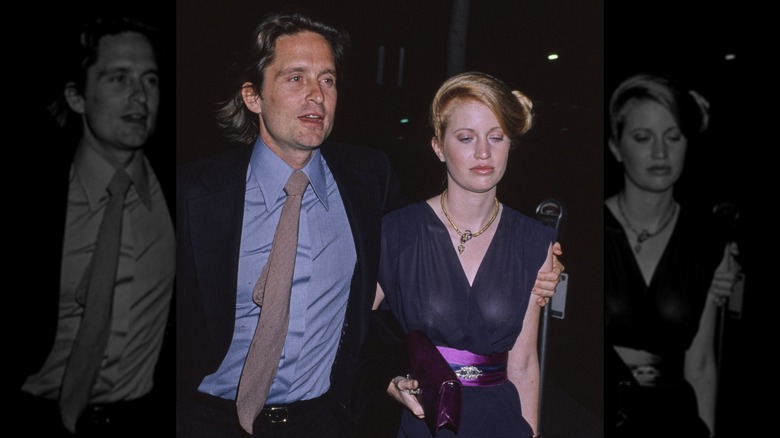 Michael and Diandra Douglas walking into an Academy Awards party in 1979