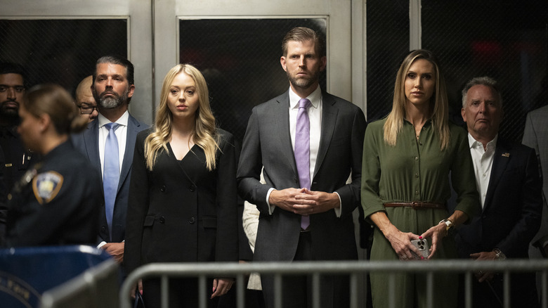 Donald Trump Jr., Tiffany Trump, Eric Trump, and Lara Trump at a New York courthouse