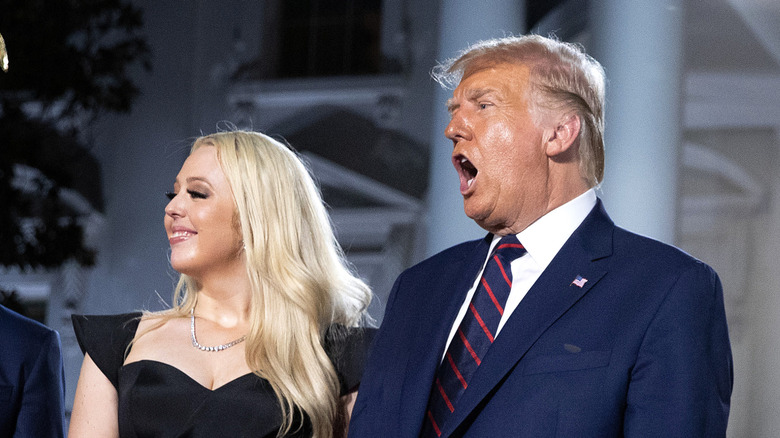 Donald Trump shouting next to Tiffany Trump