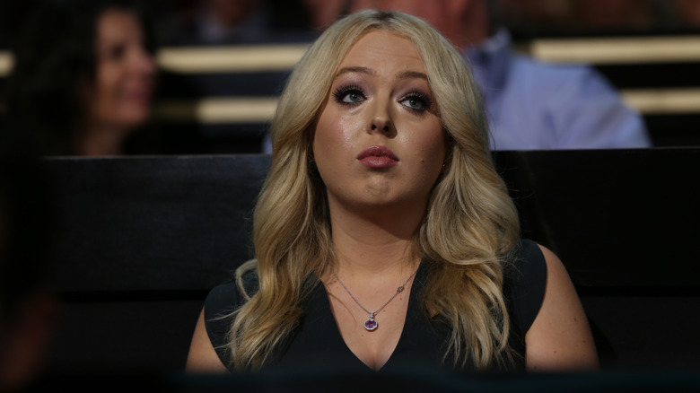 Tiffany Trump looking glum the 2016 RNC in a black dress