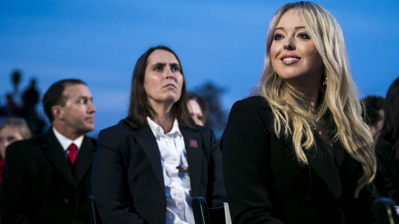 Tiffany Trump smiles as she attends the National Christmas Tree lighting in Washington DC