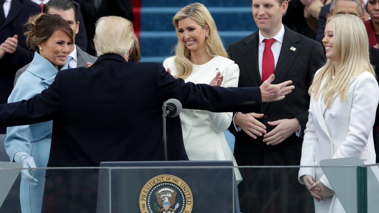 Tiffany Trump and Ivanka Trump stand side-by-side at the 2017 inauguration