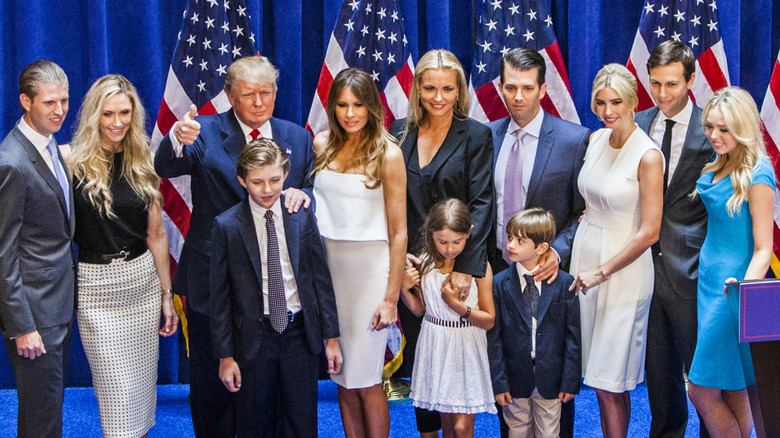 Tiffany Trump stands with the whole Trump family at the announcement of her father's first presidential campaign in 2015
