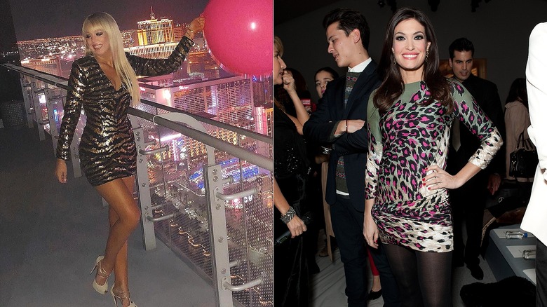 Tiffany Trump gold tiger print dress red balloon/Kimberly Guilfoyle leopard print dress