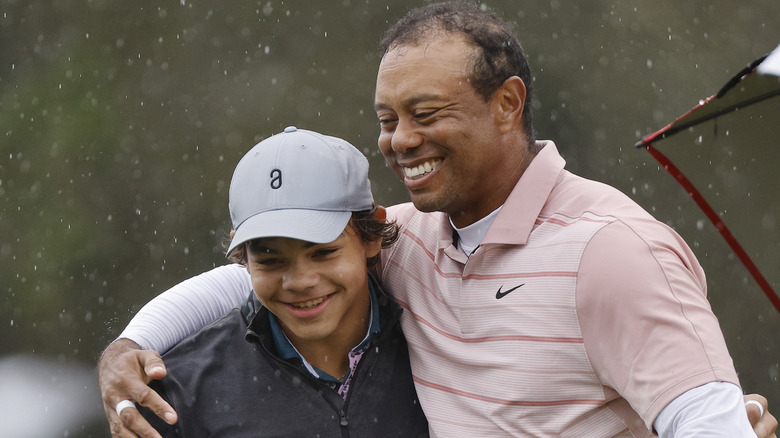 Charlie Woods and dad Tiger Woods
