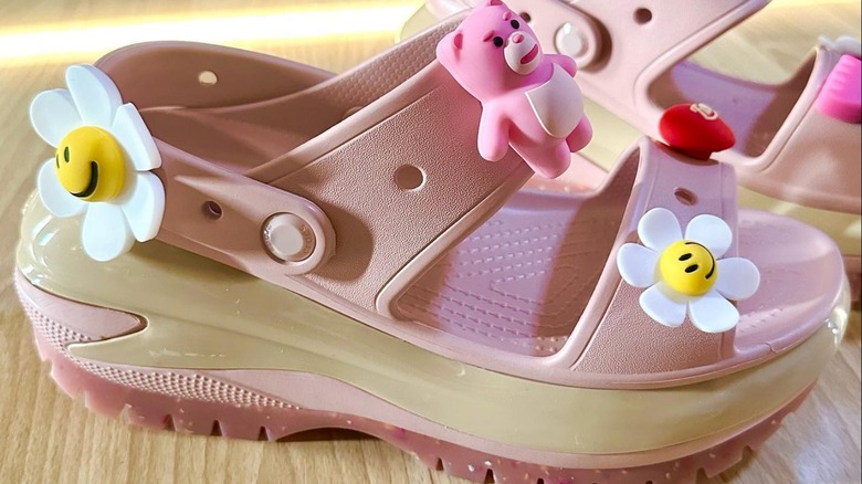 Pink Crocs Mega Crush sandals