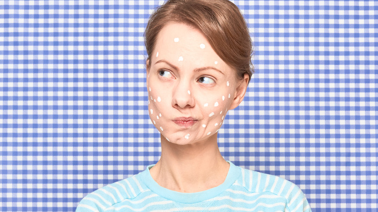 woman zits acne cream