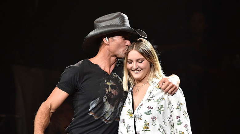 Tim McGraw performing with his daughter Gracie McGraw in August 2015 on the "Shotgun Rider" tour