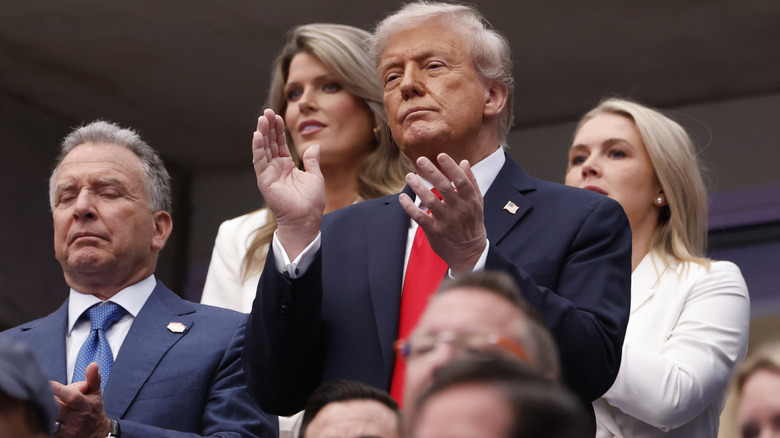 White House Press Secretary Karoline Leavitt, and President Donald Trump at the US Open Men's Finals on September 7, 2025.