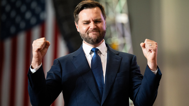 JD Vance clenching his fists in victory